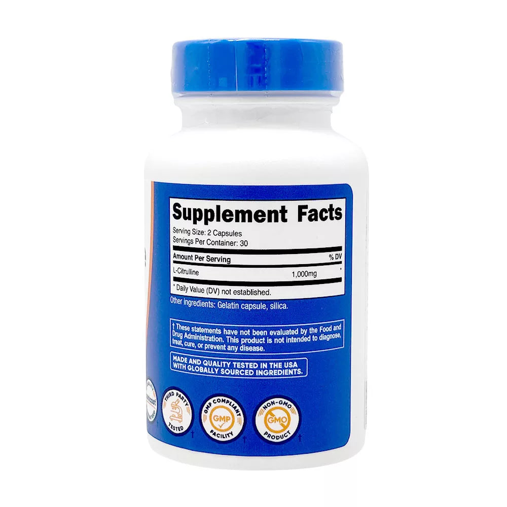 Nutricost L-Citrulline 1000mg – 60 Capsules – 2 Capsules Serving – 30 Servings