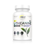 Genius Nutrition L-Theanine supplement bottle with 60 capsules, featuring a label with product details on a white background.