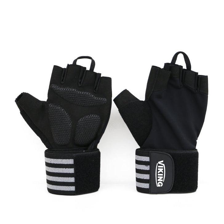 Viking Fitness C-218 gym gloves with padded palms and adjustable wrist straps for comfortable weightlifting and workout support.