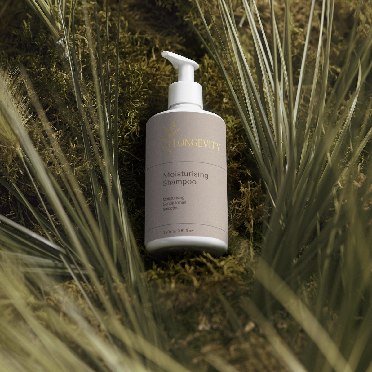SelfNamed Longevity Moisturising Shampoo in 290ml bottle, with a sleek label and nourishing ingredients visible on the packaging.