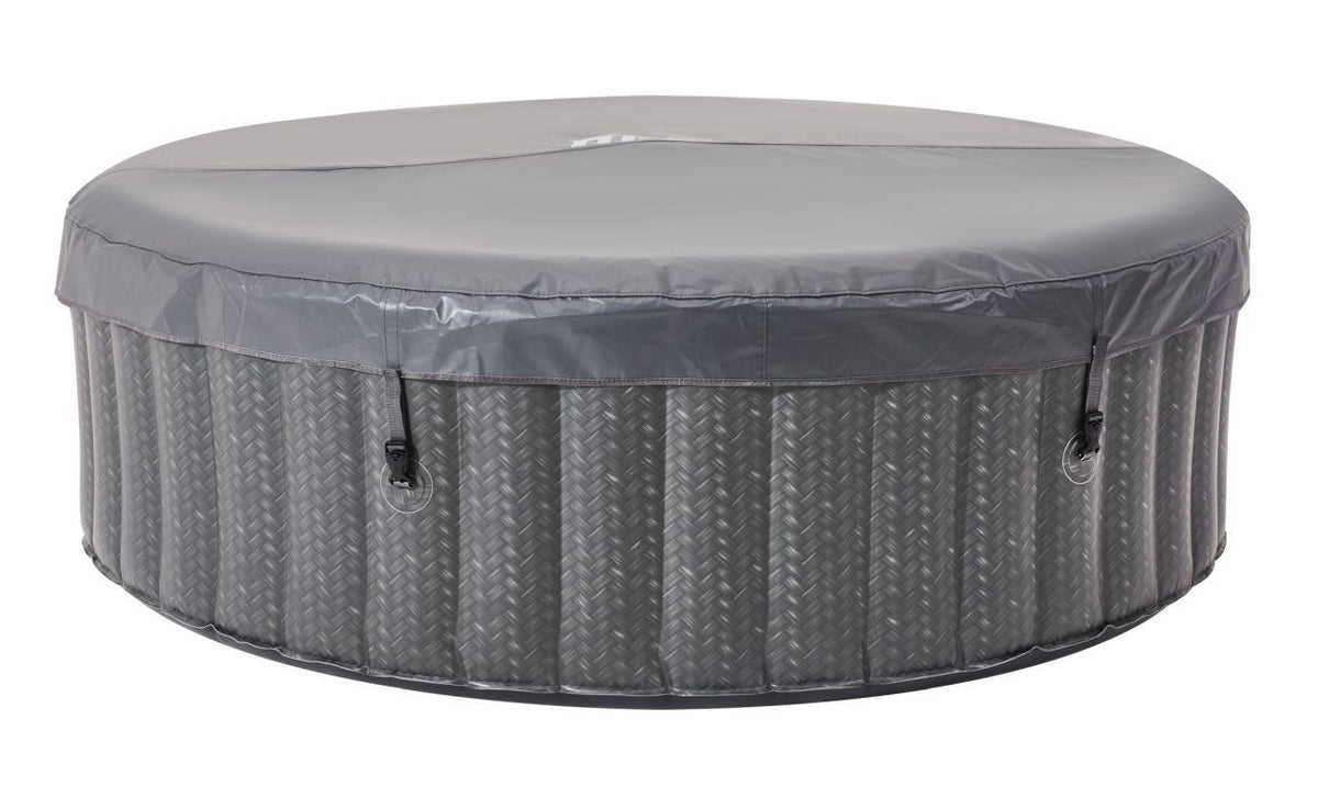 Viking Fitness MSpa Ottoman Comfort Series round hot tub with bubble jets, seating for 4-6 people, outdoor spa relaxation.