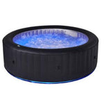 VIKING FITNESS MSpa Aurora Urban Series round hot tub with LED lights, designed for 6 persons, featuring bubble spa jets.