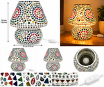Handmade multicolor mosaic table lamp by homes, 32 cm boho bedside decorative gift set with intricate mosaic design.