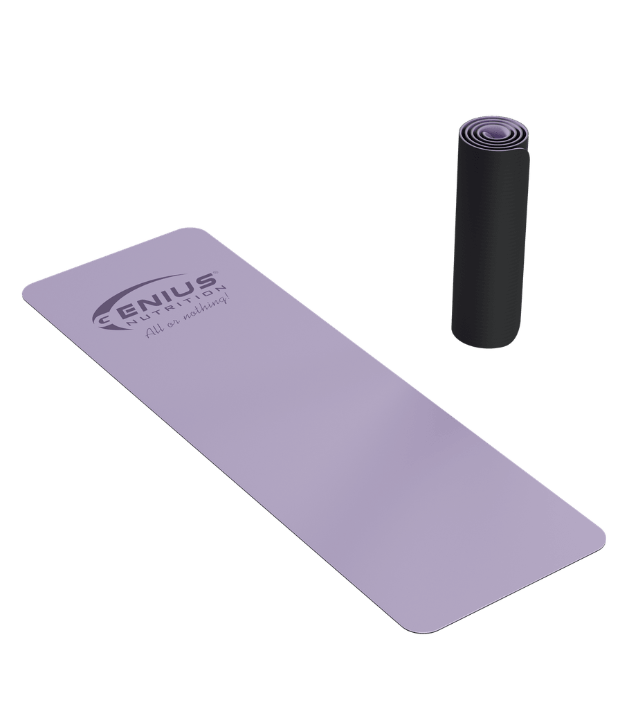 Purple GN® Yoga Mat PU accessory from Genius Nutrition, showing a textured surface ideal for yoga practice.