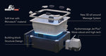 MSpa Oslo Sapphire outdoor hot tub with modular design, featuring blue acrylic interior and padded seats.