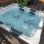 VIKING FITNESS MSpa Oslo modular outdoor hot tub with built-in seating and sleek design for relaxing spa experience outdoors.