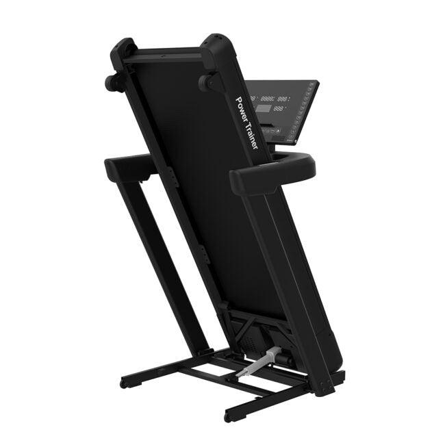 Viking Power Trainer 4000 foldable electric treadmill with 3.5HP motor, compact design, and digital display for home workouts.