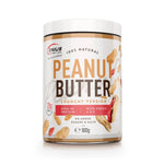 Crunchy peanut butter spread by Genius Nutrition in a 900g jar, featuring a textured, nutty appearance and natural peanut pieces.