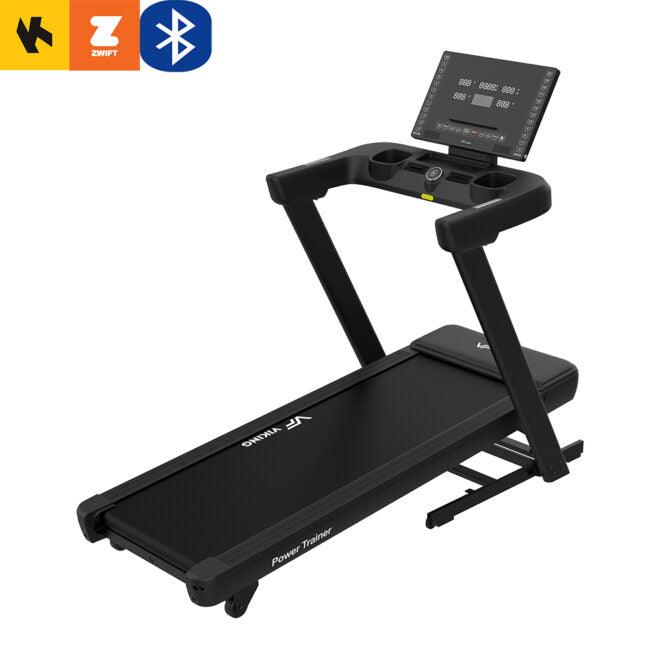 VIKING FITNESS Power Trainer 4000 electric folding treadmill with 3.5HP motor, display console, and foldable design.
