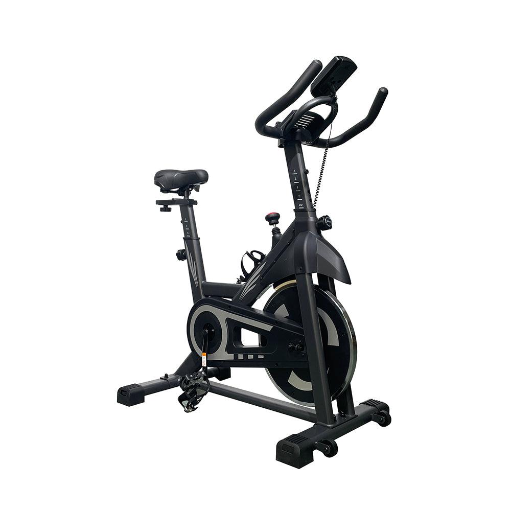 Viking Fitness S-600 Spin Bike front view showing exercise bike with adjustable handlebars and digital display screen.
