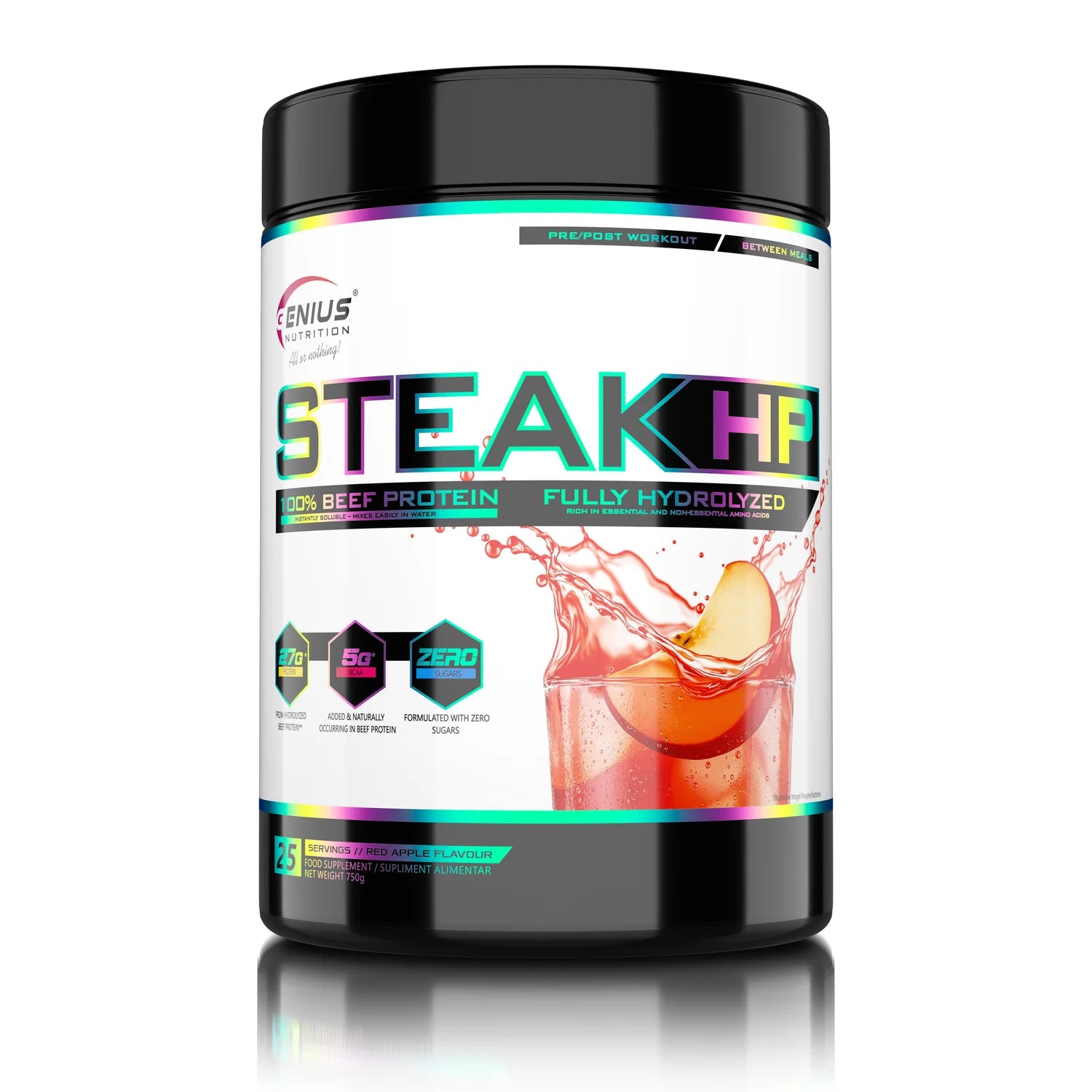 Genius Nutrition STEAK-HP Hydrolysed Beef Protein Red Apple 750g | 30g Serving | 25 Servings