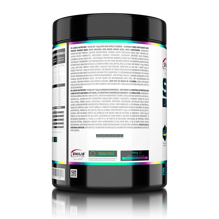 Genius Nutrition STEAK-HP Hydrolysed Beef Protein Red Apple 750g | 30g Serving | 25 Servings