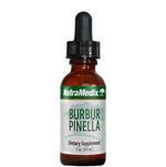 Bottle of Nutramedix BURBUR-PINELLA detox and nerve cleanse supplement by SENTOSA, 60ml, with label and dropper visible.