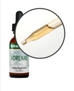 Sentosa Nutramedix adrenal support supplement bottle with label, featuring natural ingredients and health benefits.