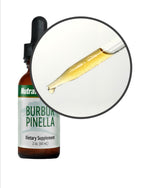SENTOSA Nutramedix BURBUR-PINELLA detox supplement bottle, 60ml, with herbal ingredients for nerve and brain health.