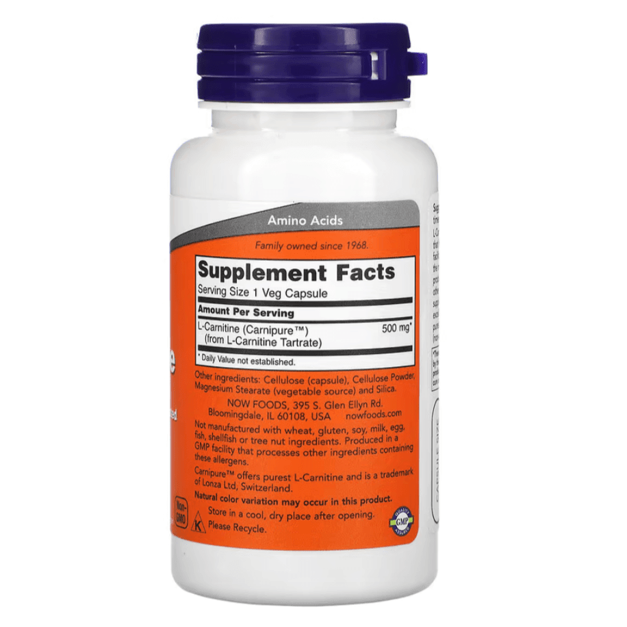 Gluten Free Supplement Now Foods L-Carnitine 500mg Capsules Gluten Free Supplement Now Foods L-Carnitine 500mg Capsules