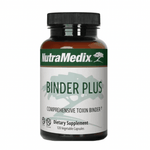 Sentosa Nutramedix Binder Plus supplement bottle with 120 vegetarian capsules, featuring a white label with green and blue accents.