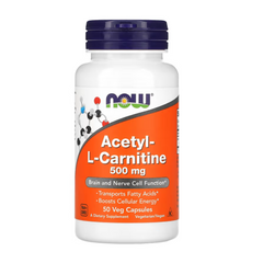 NOW Foods, Acetyl-L-Carnitine, 500 mg, 50 Veg Capsules - GREEN LIFE CYPRUS