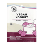 Vegan yogurt cultures by Cultures for Health in a 4-pack, small packets, used for making dairy-free yogurt at home.