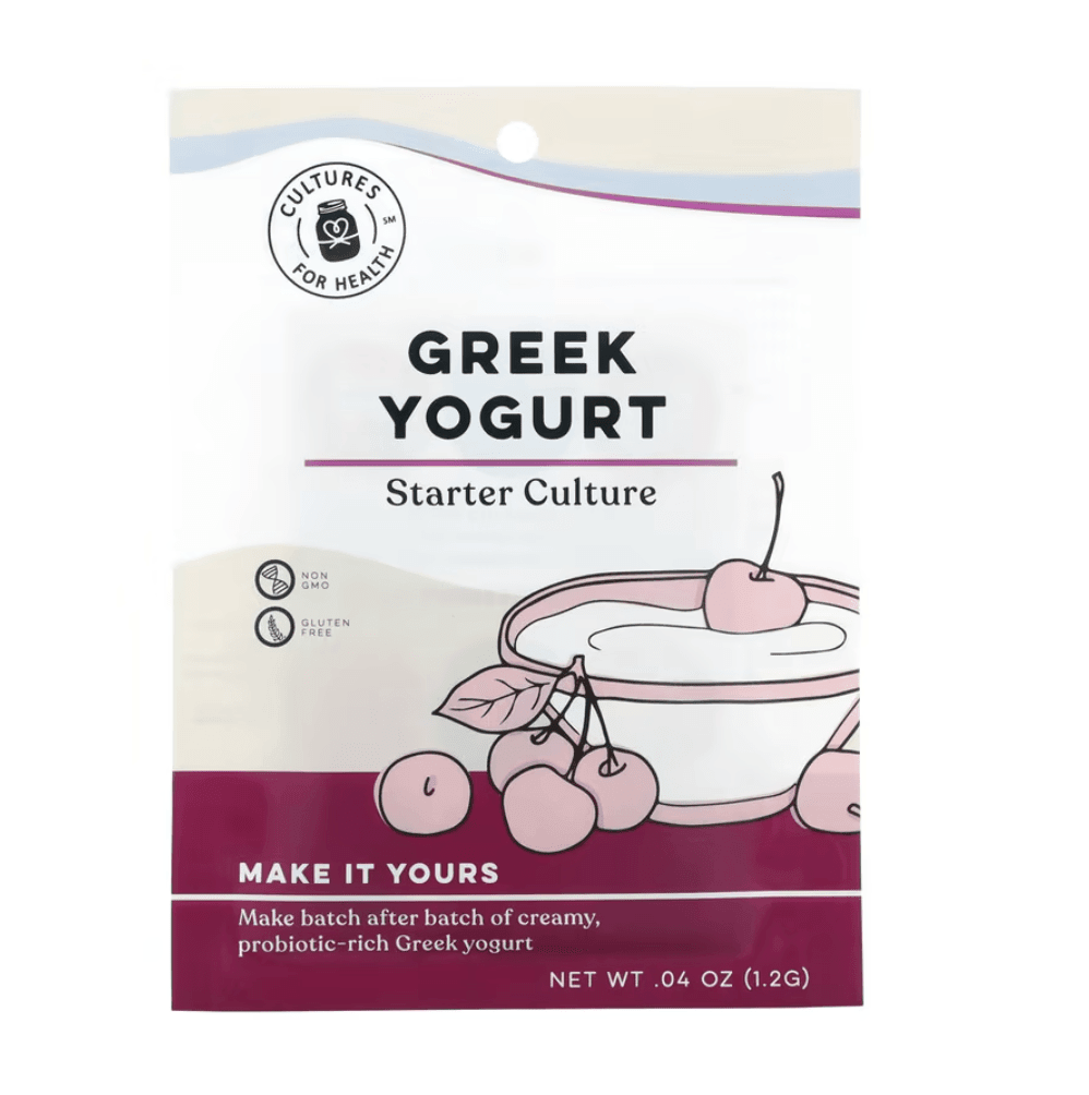 Greek yogurt starter cultures by Cultures for Health, two small packets for making homemade yogurt, IHERB brand.