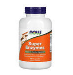 MKSTAVRINOS Super Enzymes supplement bottle with 180 capsules, dietary enzyme supplement for digestive support.