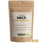 CUPLEMENT Organic Maca supplement capsules, 500 mg, 100-count, superfood dietary supplement in clear bottle with label