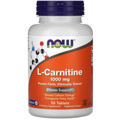 NOW Foods, L-Carnitine, 1,000 mg, 50 Tablets - GREEN LIFE CYPRUS