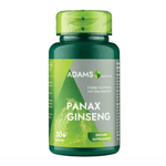 Adams Supplements Panax Ginseng 1000mg supplement capsules, 30 count, shown in clear close-up image with bottle and label.