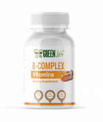 Green Life B-Complex Vitamins bottle with 90 capsules, supporting daily energy and vitality, branded by GREEN LIFE CYPRUS