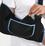 TEMU AirComfort SecureFit adult arm sling with breathable mesh, forearm and wrist support, and convenient storage pocket.