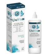 VITAREA UniVis Bio Travel Kit contact lens solution in 100ml bottle, designed for safe and convenient contact lens care.