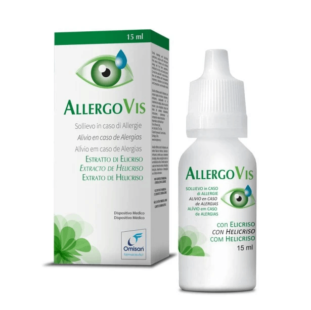 VITAREA AllergoVis Eyedrops 15ml bottle with a clear dropper cap, designed for allergy relief and eye hydration.
