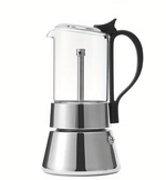TEMU glass Moka coffee pot, 200ml borosilicate espresso maker for stovetop brewing, with a clear view of the transparent design.