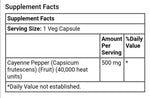 Now Foods Cayenne 500mg supplement bottles with 250 vegetarian capsules, shown in a clean, professional setting.