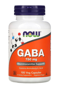 NOW Foods, GABA, 750 mg, 100 VEG Capsules
