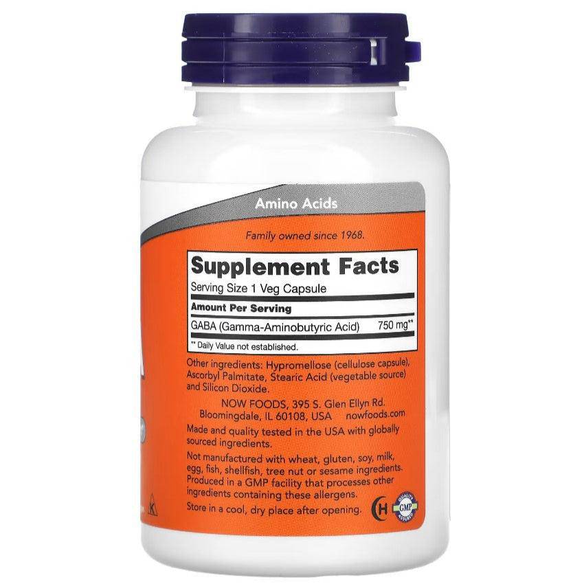 Old Products GABA 750 mg supplement capsules, 100 vegetarian capsules for relaxation and stress support.