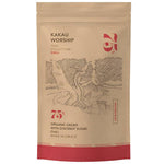 Kakau Worship Volcano Blast Chili Chocolate Drink 150g package, showing the chocolate product with vibrant branding and packaging details.