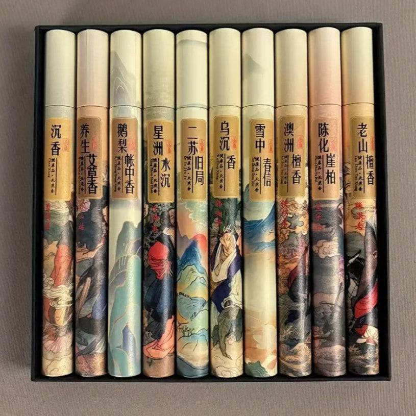 Set of 400 incense sticks in a gift box, TEMU fragrance product with colorful packaging and assorted scents.