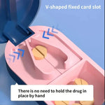 White portable 2-in-1 pill cutter and organizer by TEMU, featuring a compact design with separate compartments for pills and cutting.