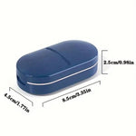 White TEMU portable 2-in-1 pill cutter and organizer with compartments for pills and a built-in cutting blade.