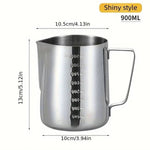 Stainless steel milk frothing pitcher by TEMU with a sleek, curved design for frothing and pouring milk.