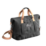 Genius Nutrition casual bag with adjustable straps and multiple compartments, black fabric with logo accents.