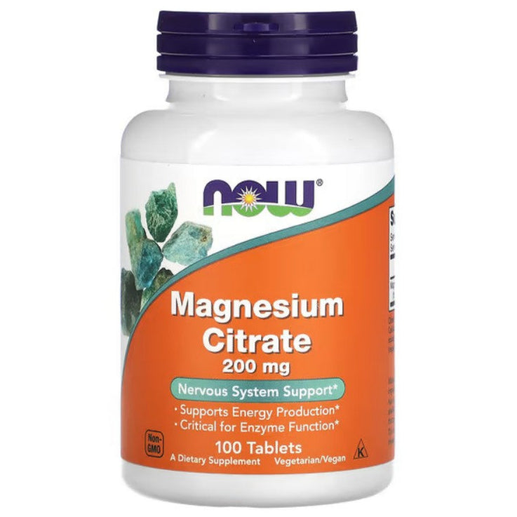 MKSTAVRINOS Magnesium Citrate supplement tablets, 200 mg, 100 count, dietary supplement for muscle and nerve support