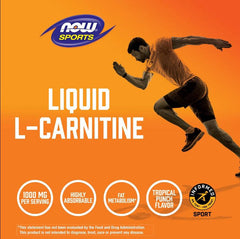 NOW Foods, Sports, L-Carnitine Liquid, Tropical Punch, 1,000 mg, 16 fl oz (473 ml) - GREEN LIFE CYPRUS