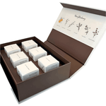 LV Natural Foods gift box with six 50g superfood packages, showcasing healthy, natural snack options in a colorful box.
