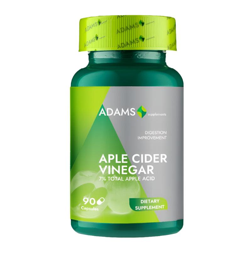 Adams Supplements apple cider vinegar capsules in a bottle, supplement with 90 softgels for health support.