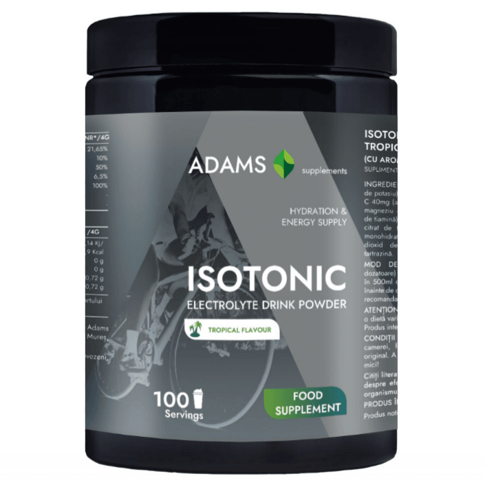 Adams Supplements isotonic electrolyte drink in a 400g container, supplement for hydration and electrolyte balance