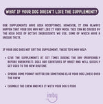 IMBY Hip & Joint supplement for dogs, showing the product packaging with a label highlighting joint support and hip health.