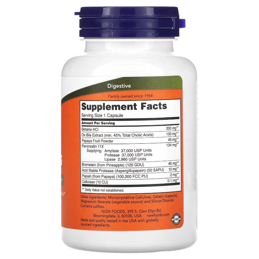 MKSTAVRINOS NOW Foods Super Enzymes supplement bottle with 90 capsules, dietary digestive aid and enzyme supplement.
