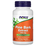 MKSTAVRINOS NOW Foods Pine Bark Extract supplement capsules, 240 mg, 90 vegetarian capsules showing the bottle and label.